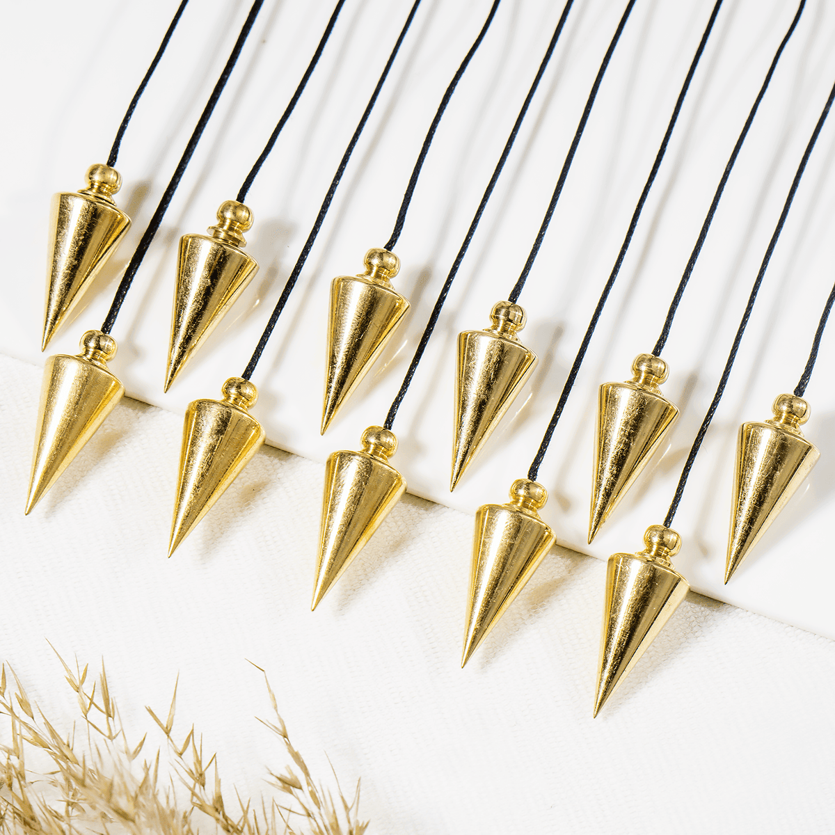 Brass Divination Pendulum – Gold Cone or Silver Ball – Thorn & Thimble