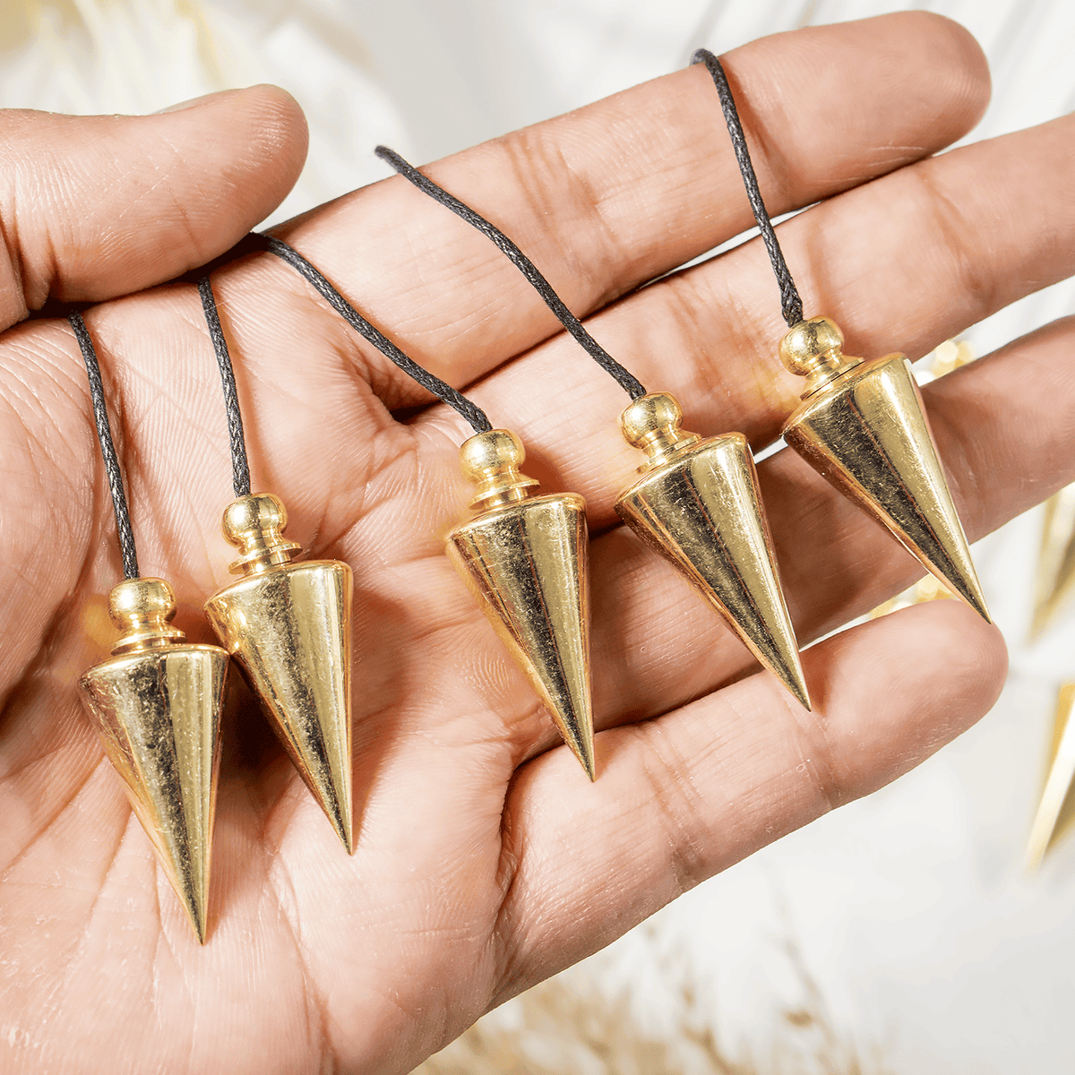 Brass Divination Pendulum – Gold Cone or Silver Ball – Thorn & Thimble