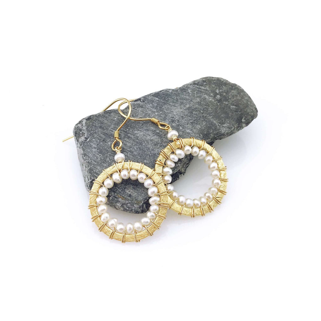 Labradorite Mini Halo Drop Earrings – Thorn & Thimble