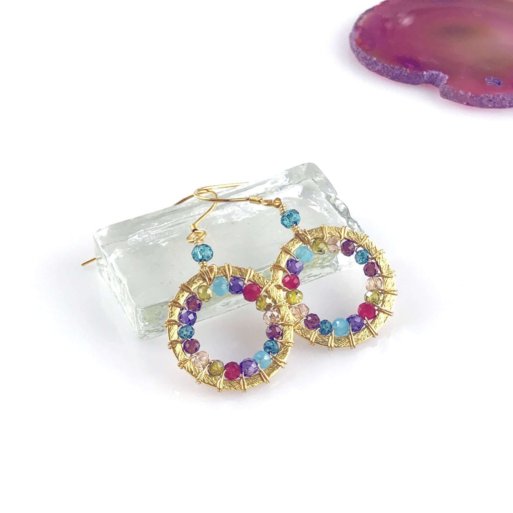 Labradorite Mini Halo Drop Earrings – Thorn & Thimble