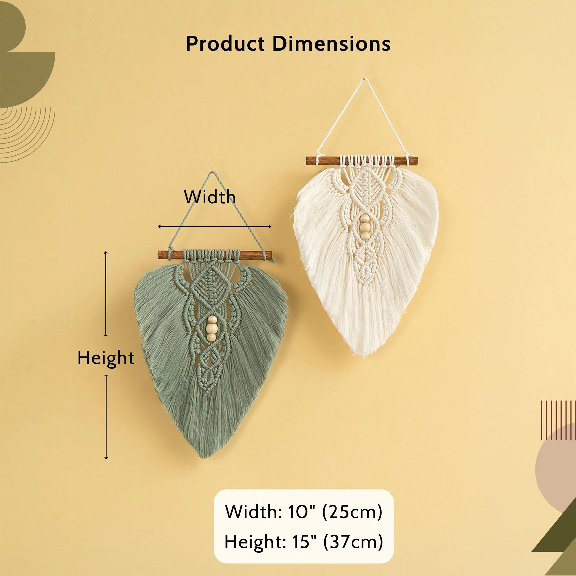 Sage Green and Natural Macrame Leaf Wall Hanging Set