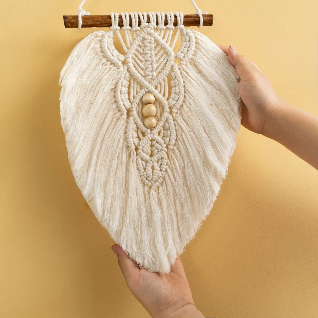 Sage Green and Natural Macrame Leaf Wall Hanging Set