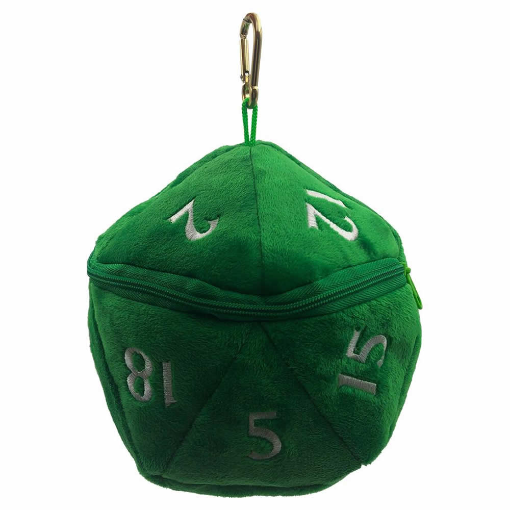 Green D20 Plush Dice Bag
