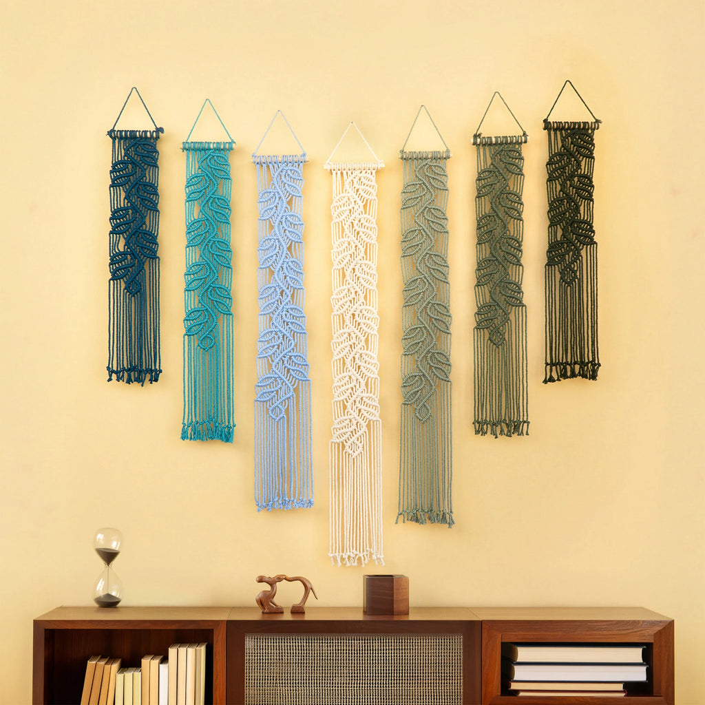 Vela Vertical Macrame Wall Hanging - Blue & Green