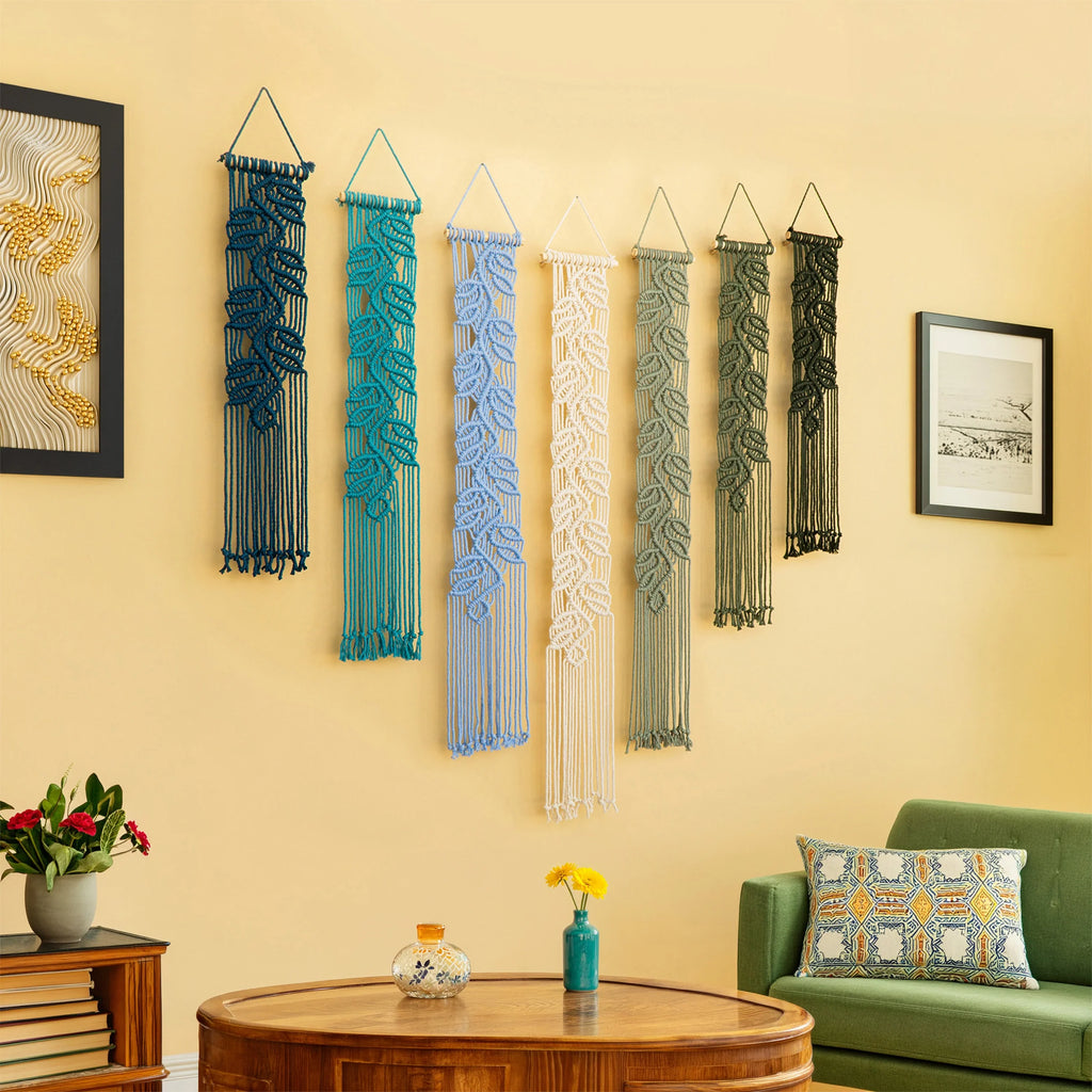 Vela Vertical Macrame Wall Hanging - Blue & Green