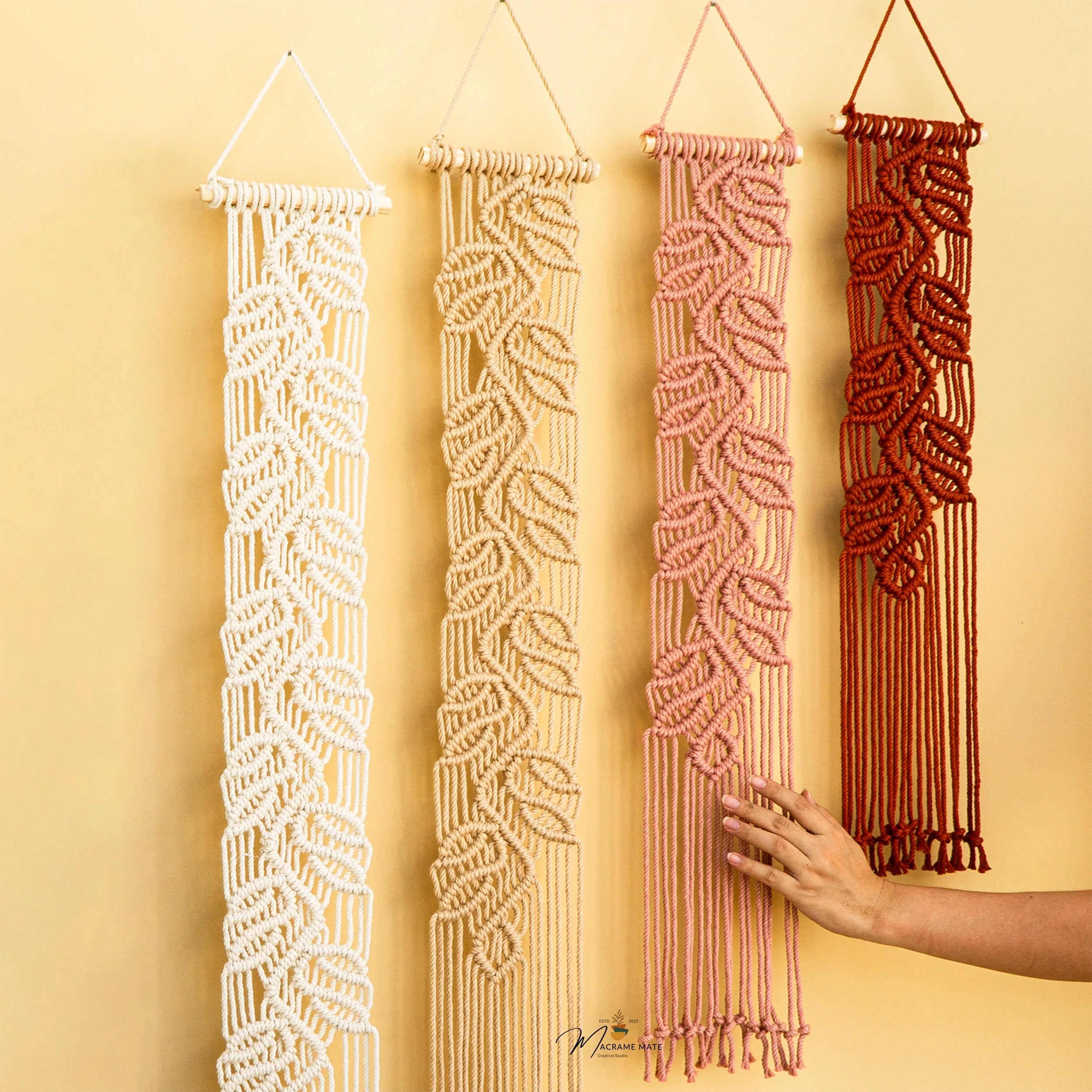 Vela Vertical Macrame Wall Hanging - Blue & Pink
