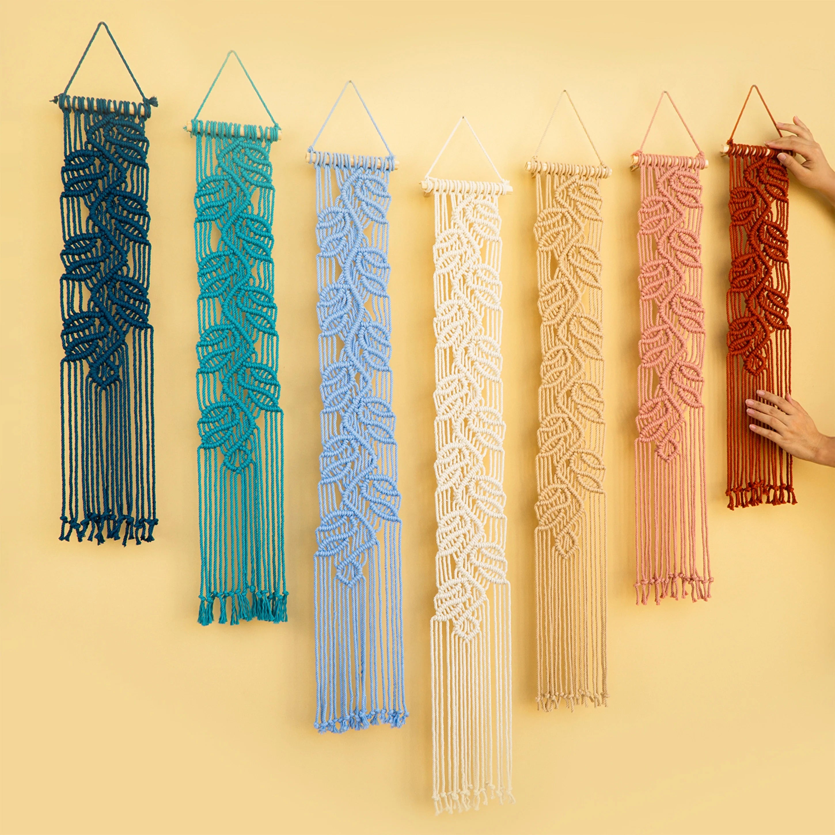Vela Vertical Macrame Wall Hanging - Blue & Pink