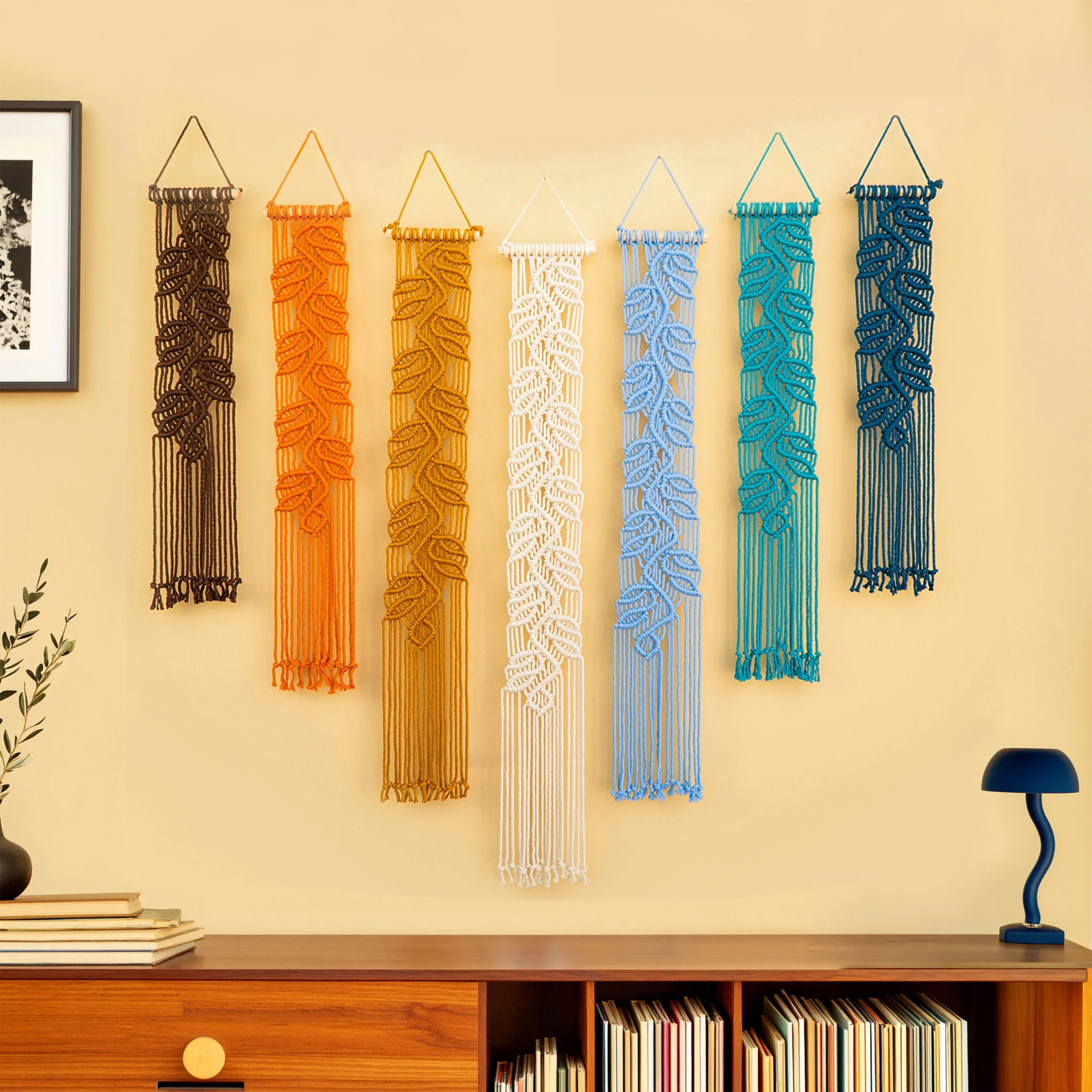 Vela Vertical Macrame Wall Hanging - Earth & Blue