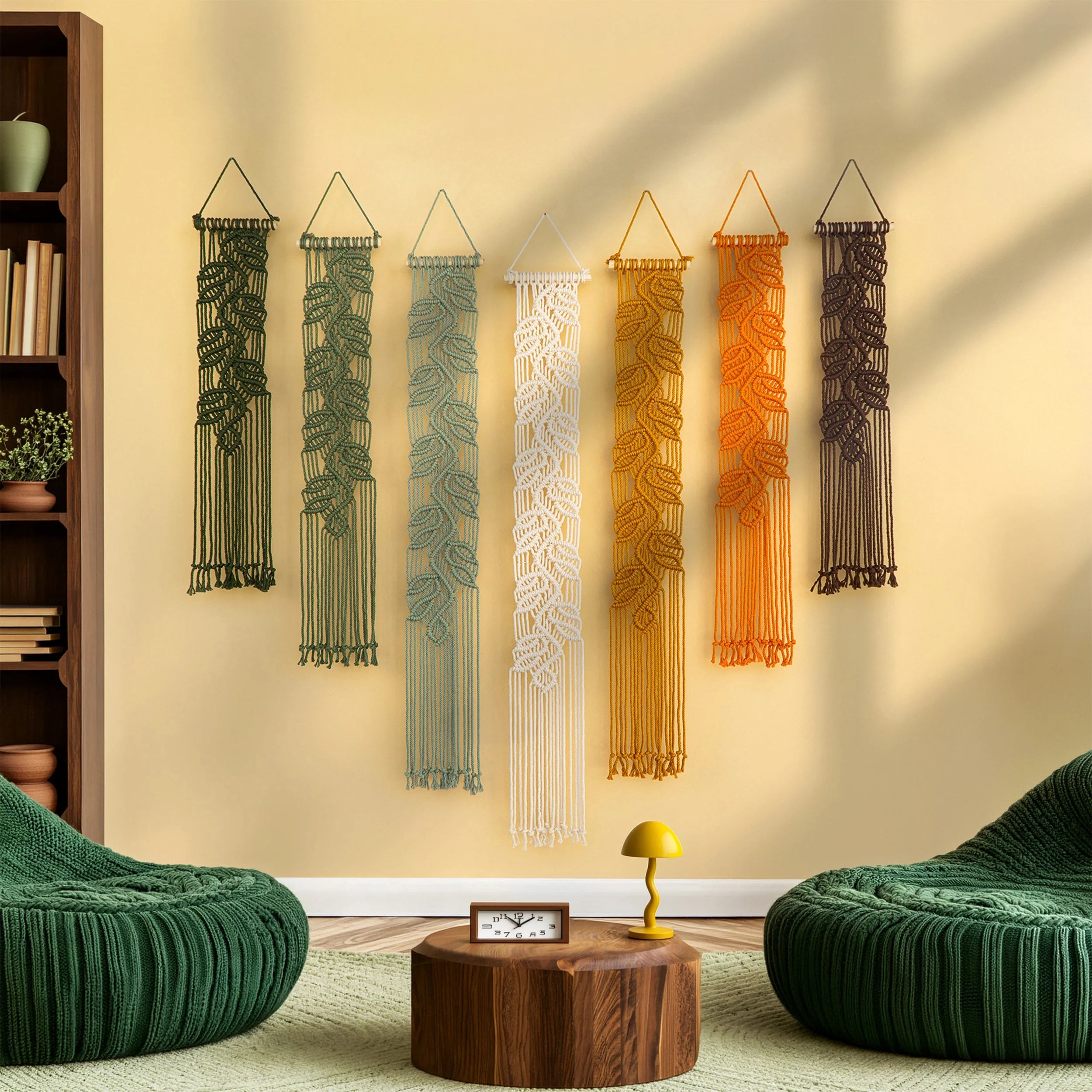 Vela Vertical Macrame Wall Hanging - Green & Earth