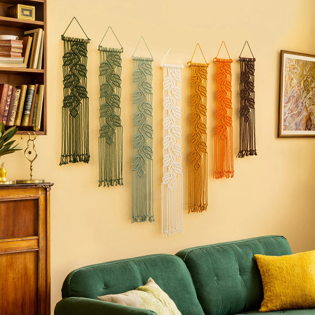 Vela Vertical Macrame Wall Hanging - Green & Earth