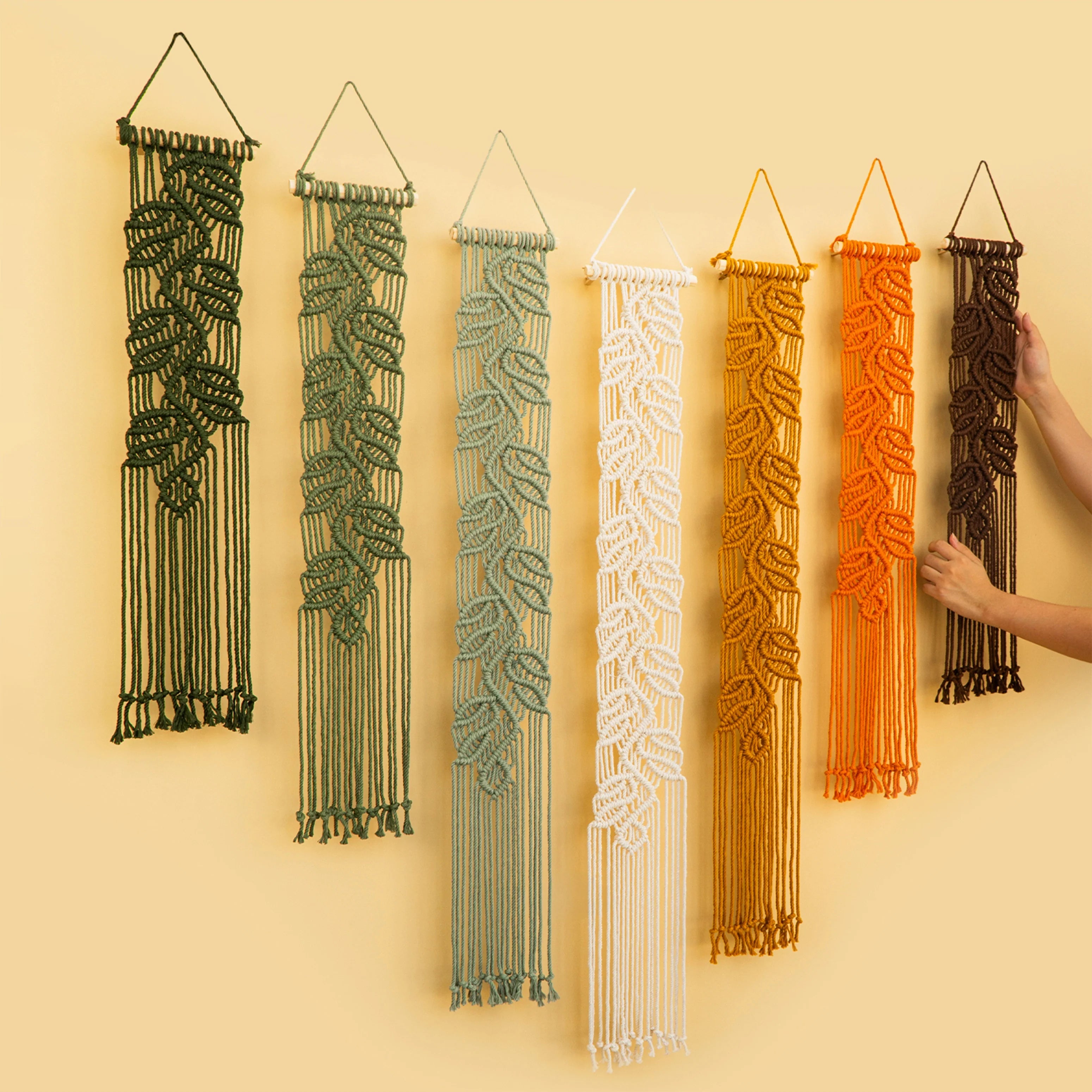 Vela Vertical Macrame Wall Hanging - Green & Earth