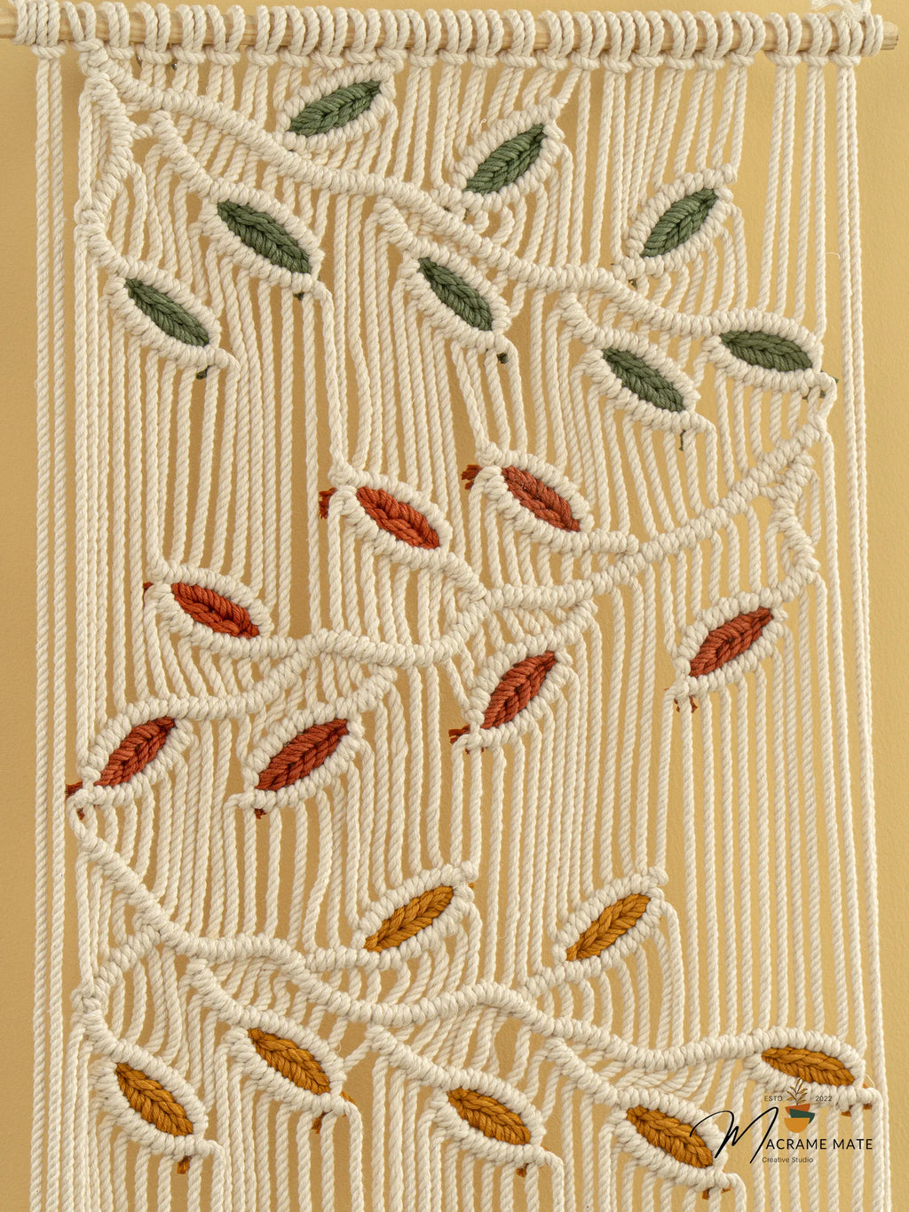 Vela Natural Macrame Leaves
