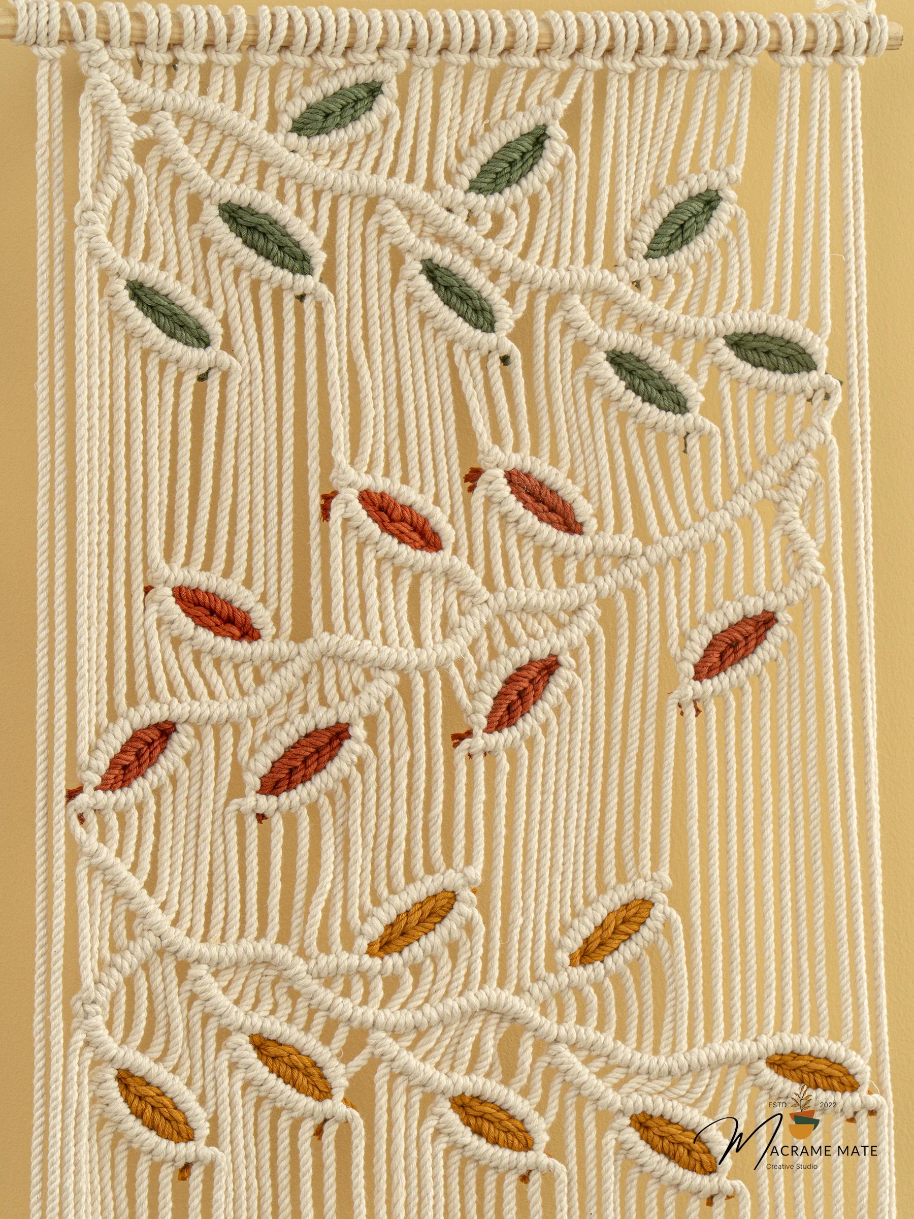 Vela Natural Macrame Leaves