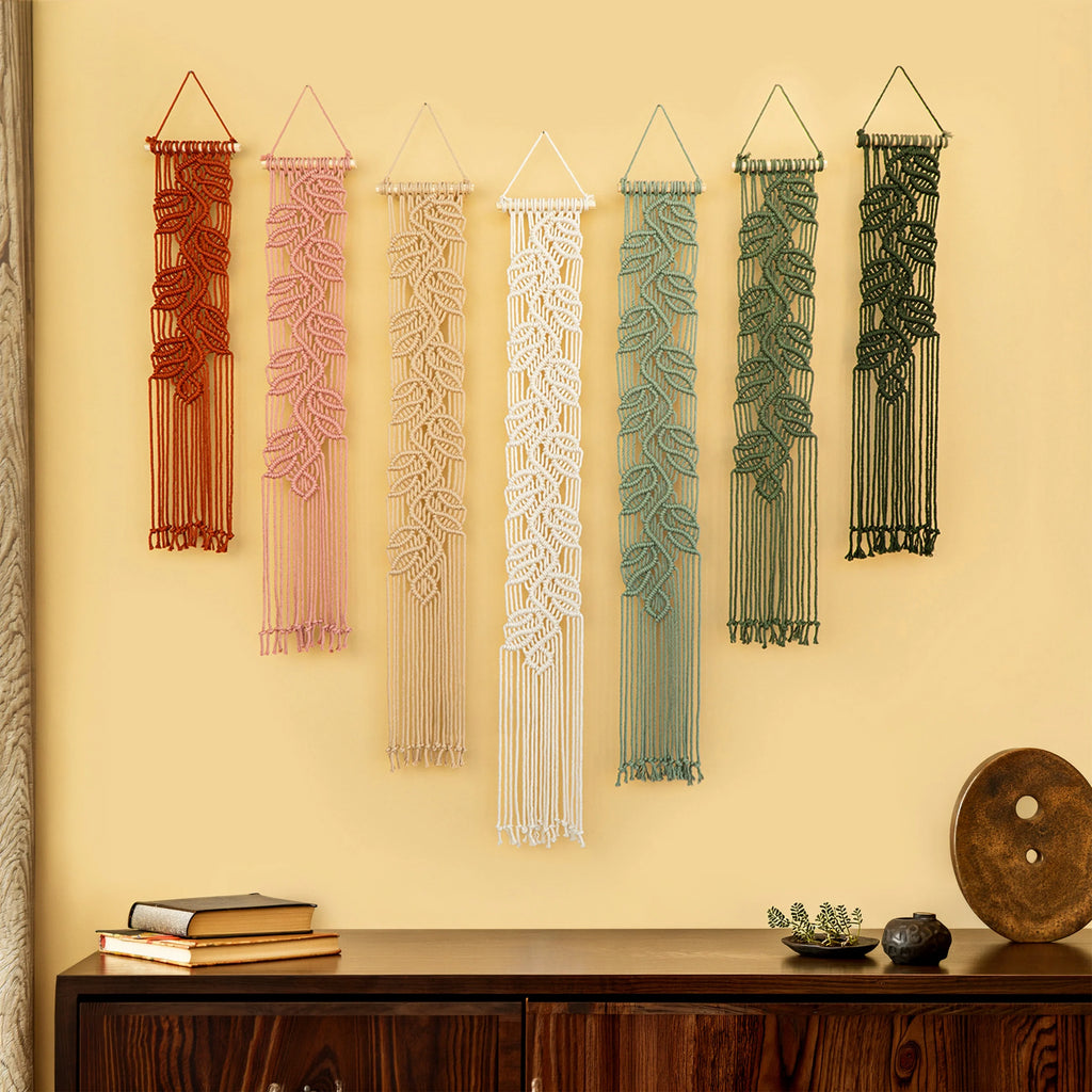 Vela Vertical Macrame Wall Hanging - Pink & Green