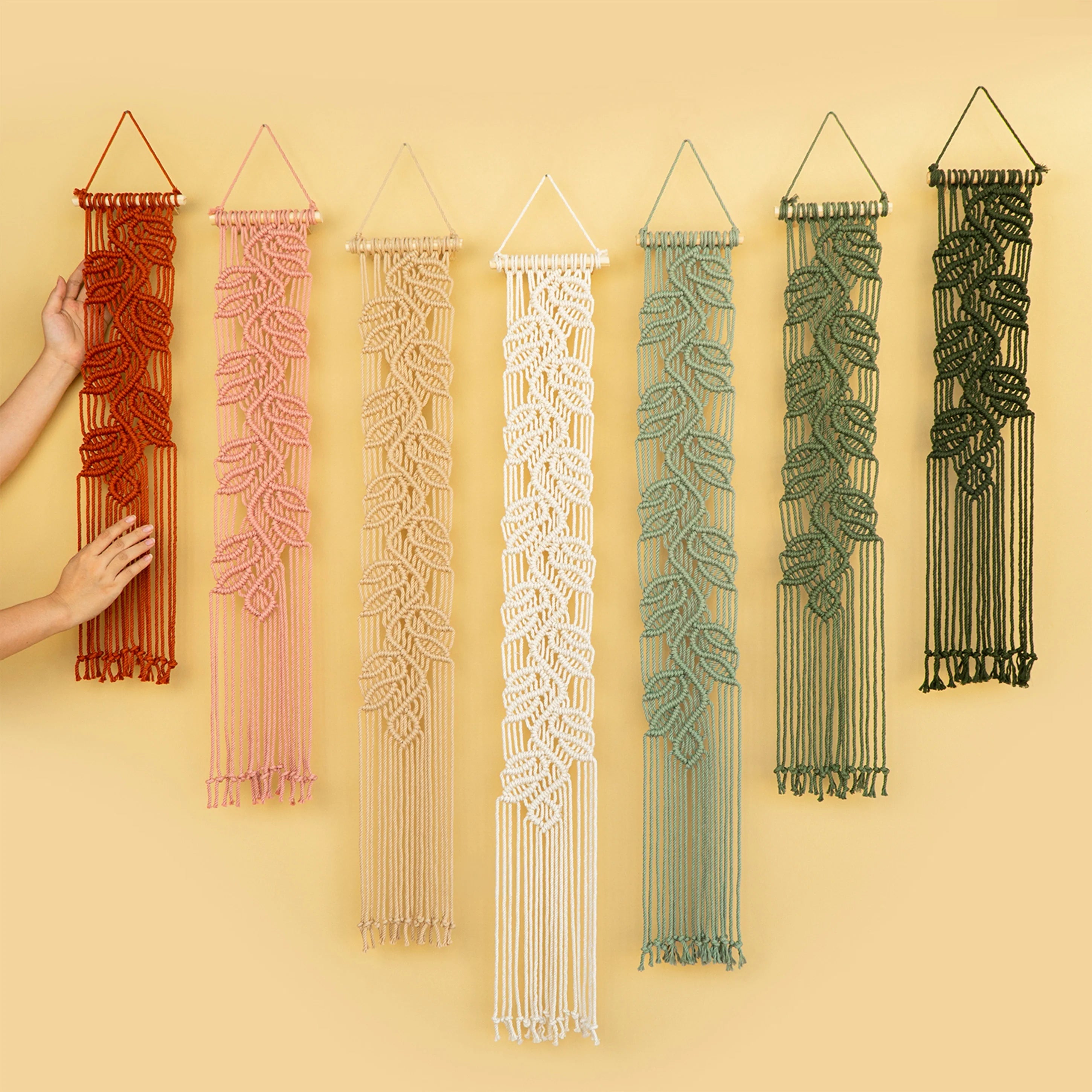 Vela Vertical Macrame Wall Hanging - Pink & Green