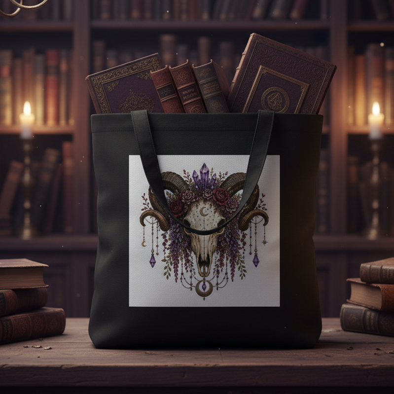 Ram Skull Eco Tote Bag