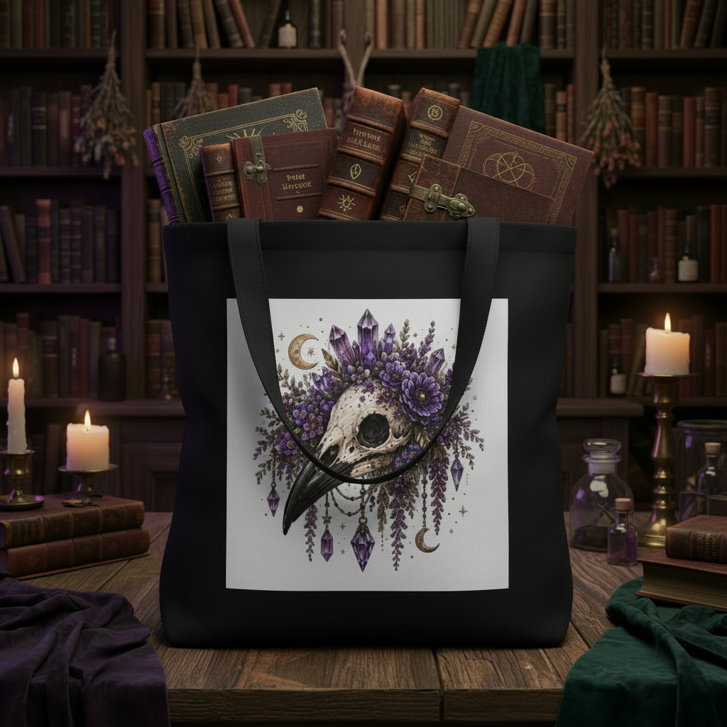 Raven Skull Eco Tote Bag