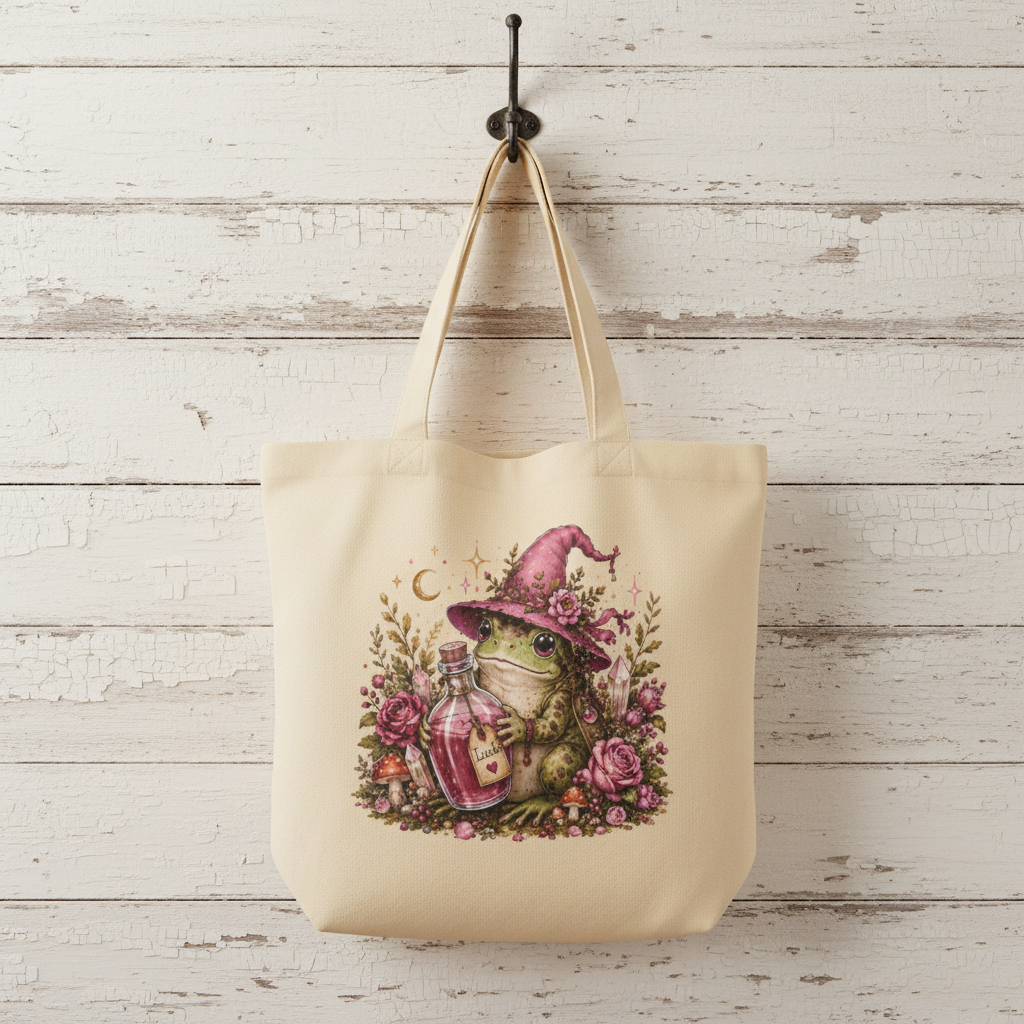 Frog Witch Pink Eco Tote Bag