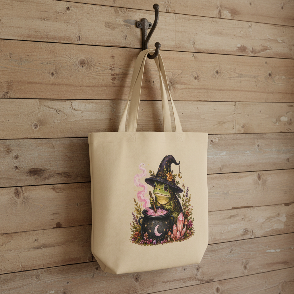 Frog Witch Cauldron Eco Tote Bag