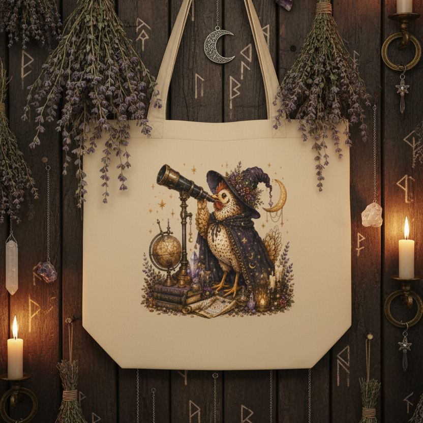 Stargazing Chicken Witch Cottagecore Eco Tote Bag – Thorn & Thimble