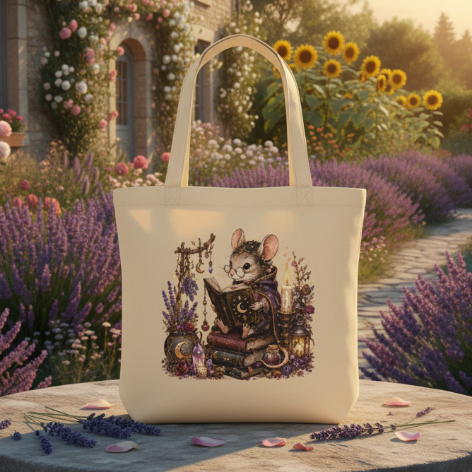 Mouse Witch Book Eco Tote Bag