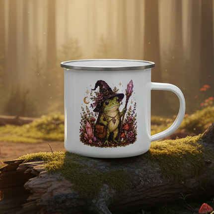 Frog Witch Pink Staff Enamel Mug