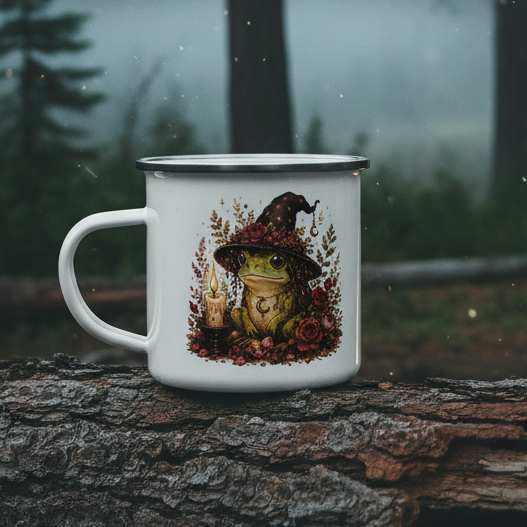 Frog Witch Candle Enamel Mug