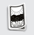 Cat Black and White Lovers Tarot Card Sticker - 3"