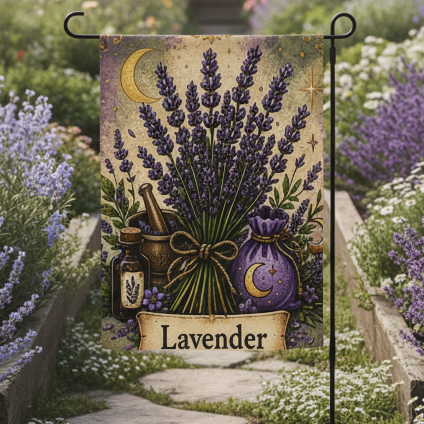 Botanical Lavender Garden flag
