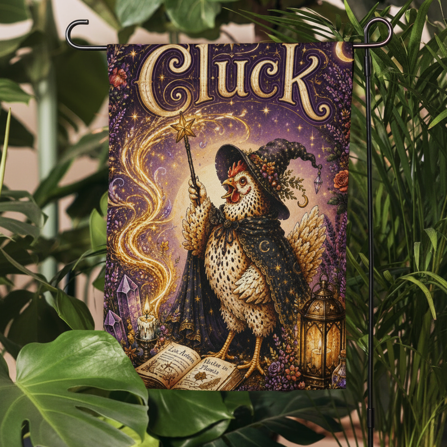 Chicken Witch Wand Garden flag