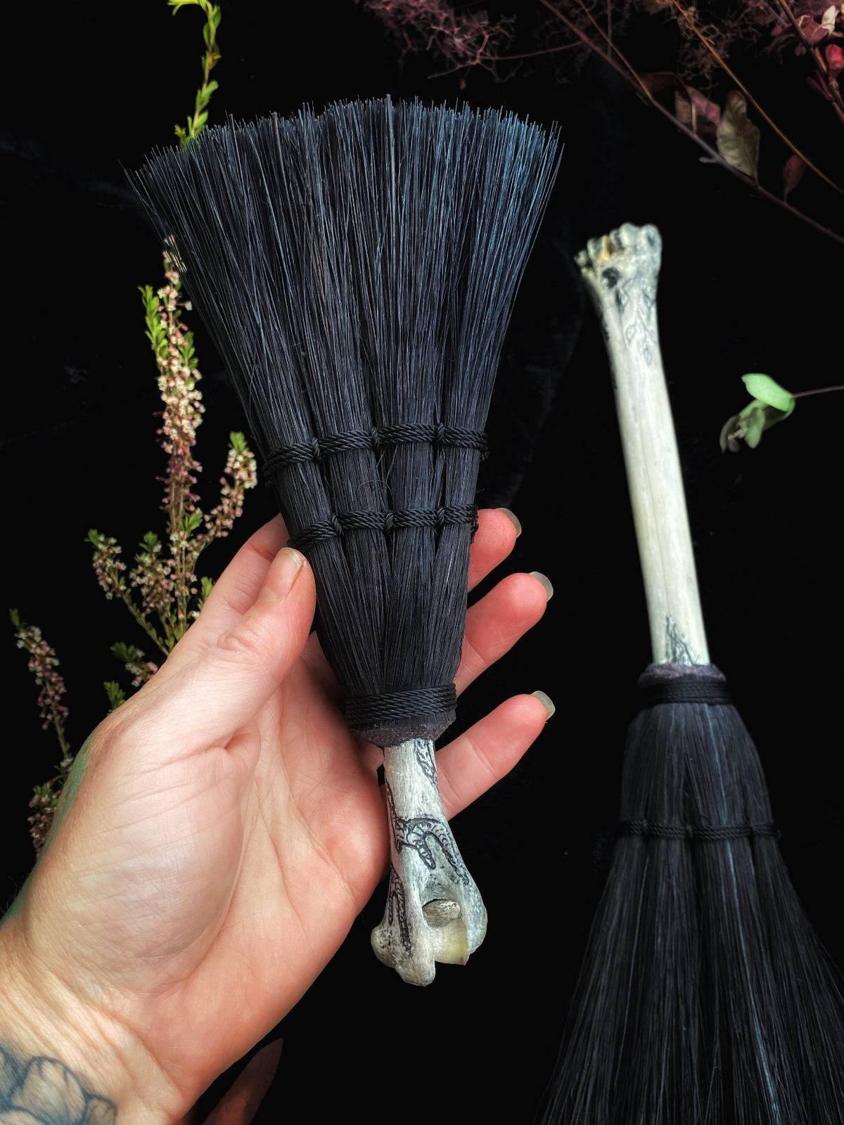 Hag’s Altar Broom with Scrimshaw Bone Handle – Thorn & Thimble