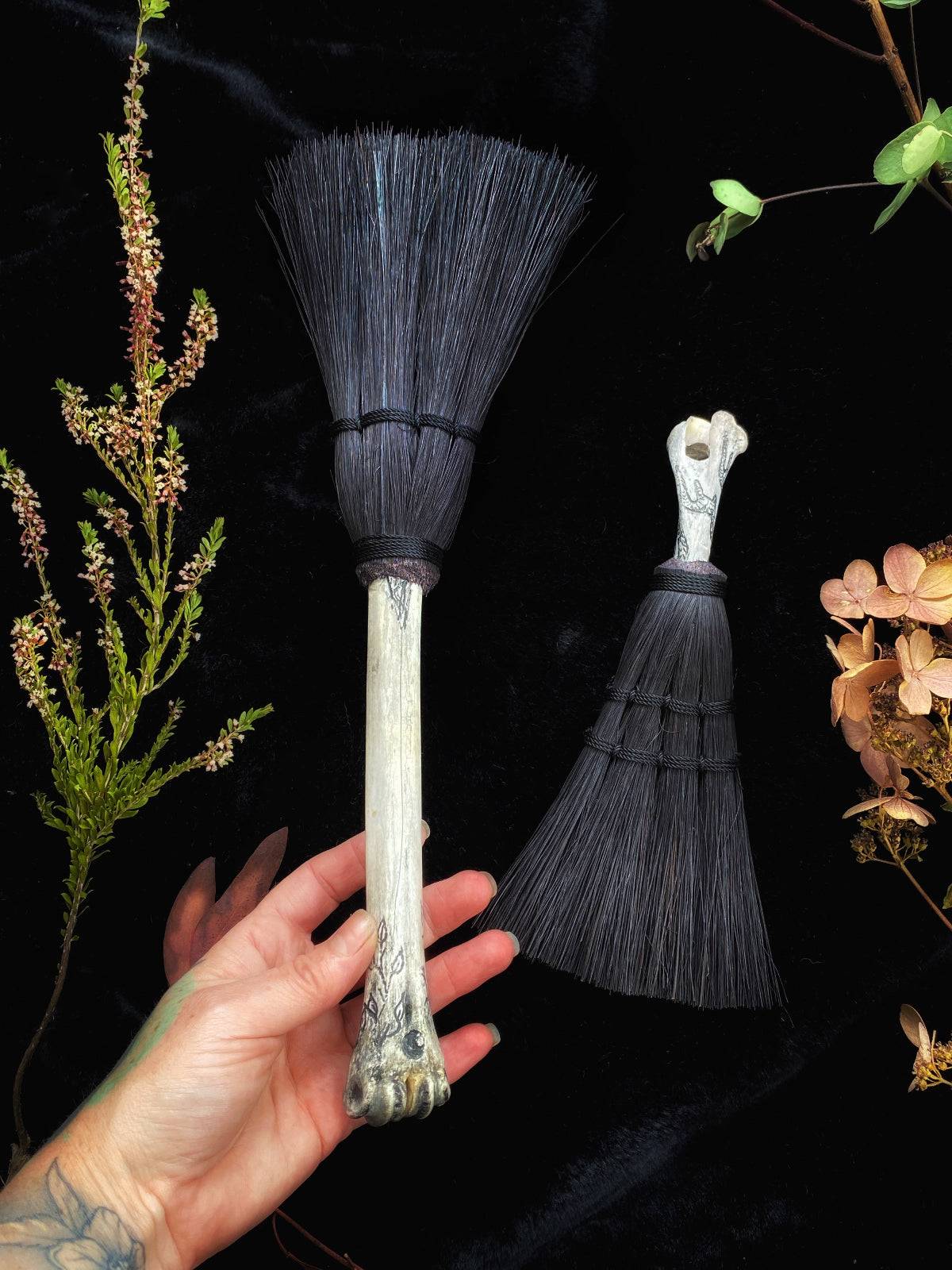 Hag’s Altar Broom with Scrimshaw Bone Handle – Thorn & Thimble