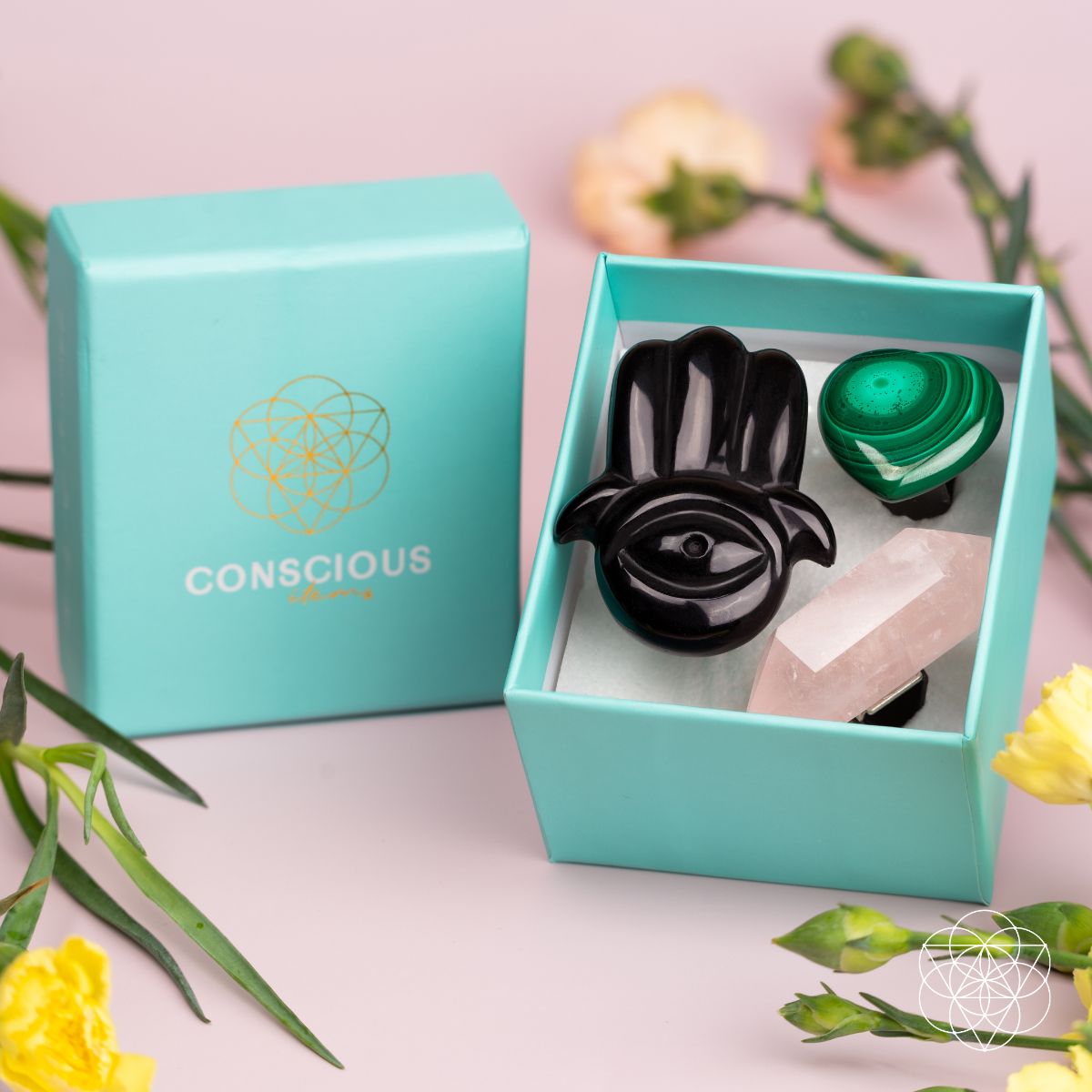 Hamsa Hand Aromatherapy Crystal Car Kit