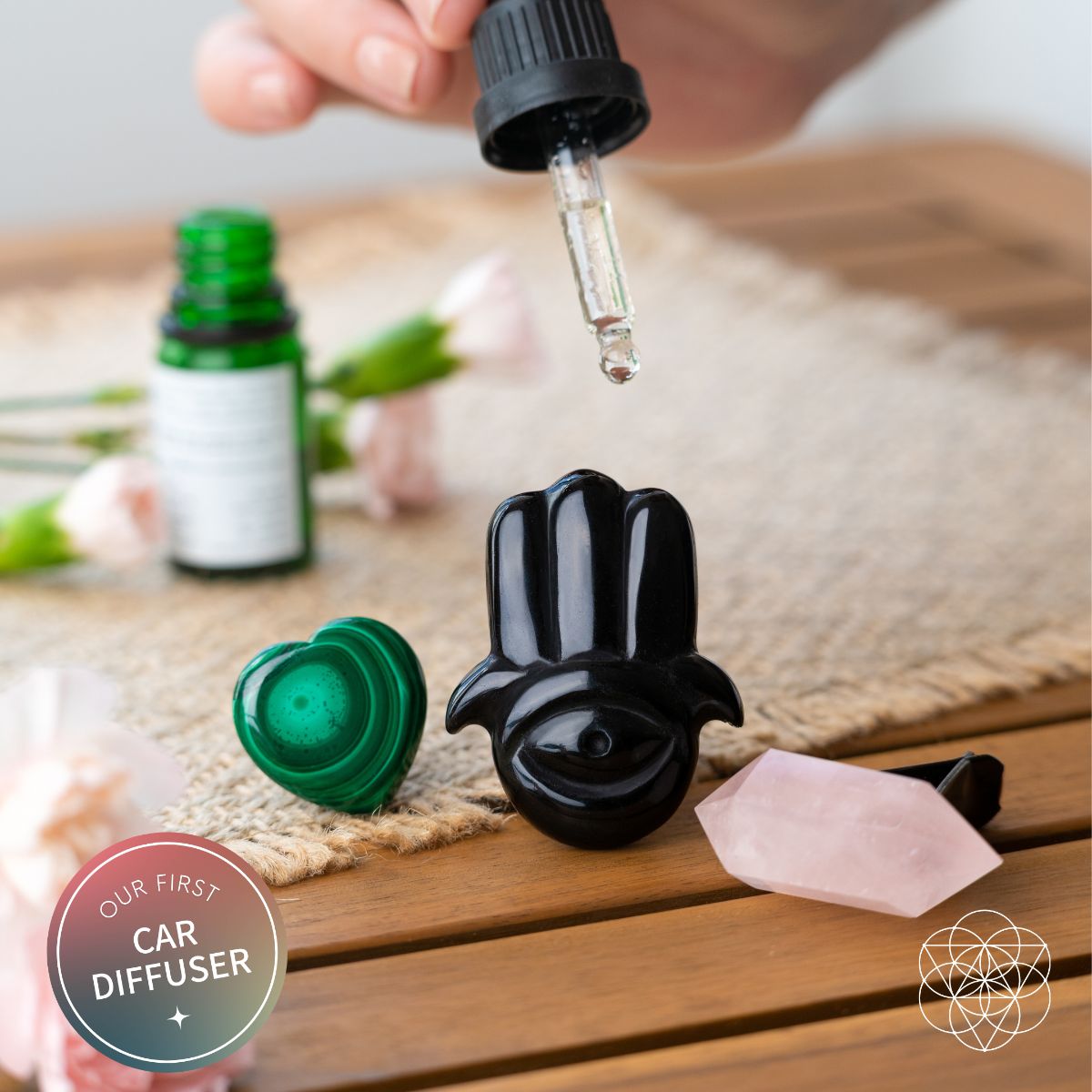 Hamsa Hand Aromatherapy Crystal Car Kit