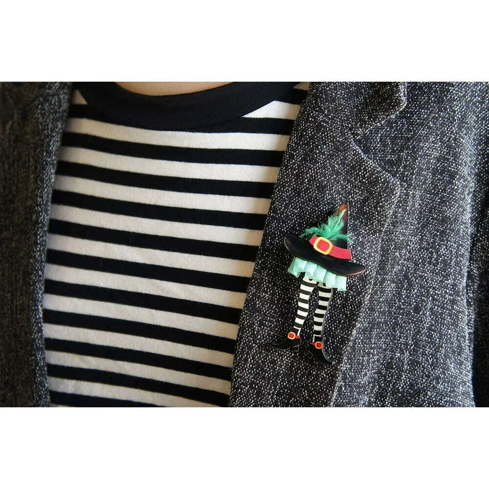 Hidden Witch Halloween Brooch by Laliblue