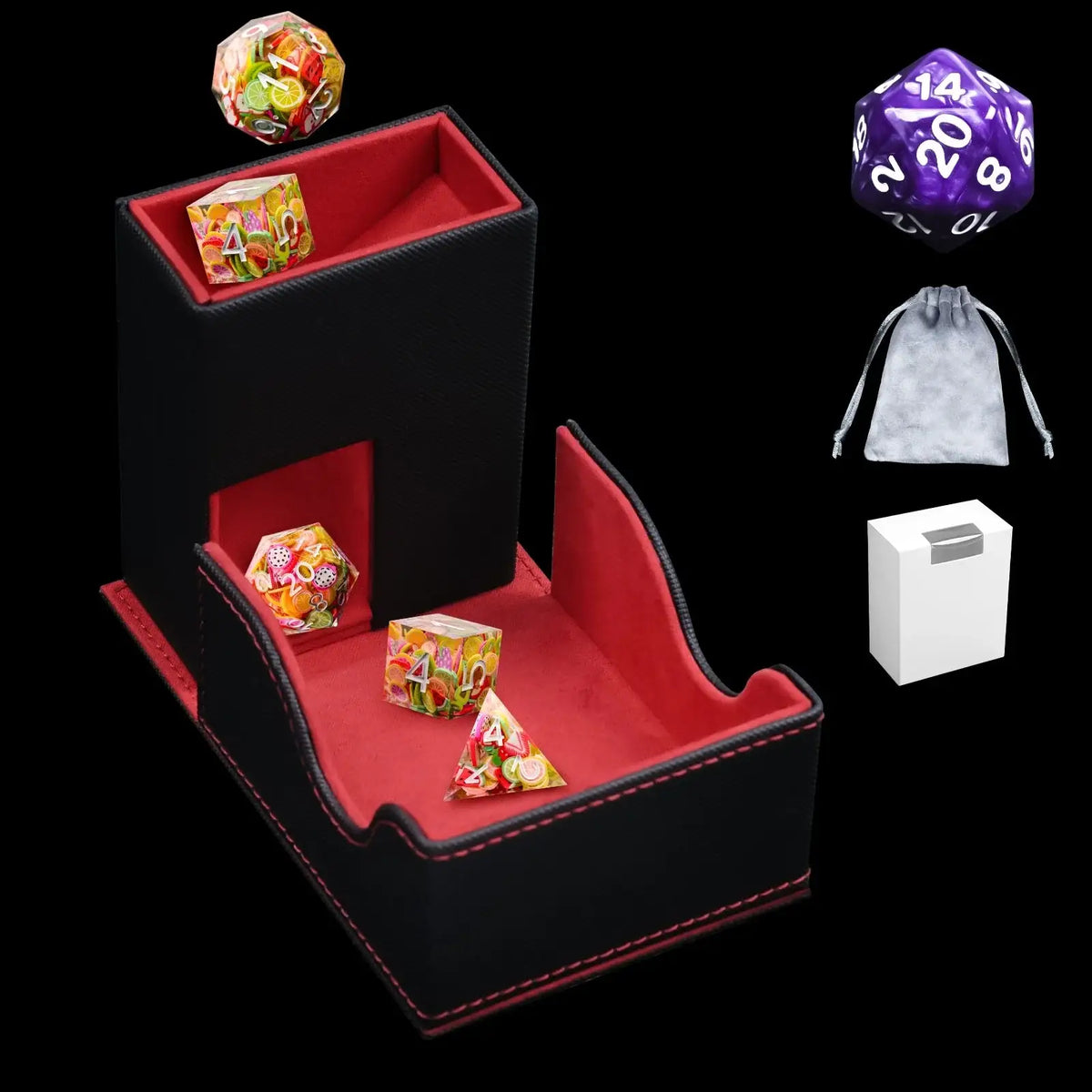 Red & Black Leather Dice Tower Set – Thorn & Thimble