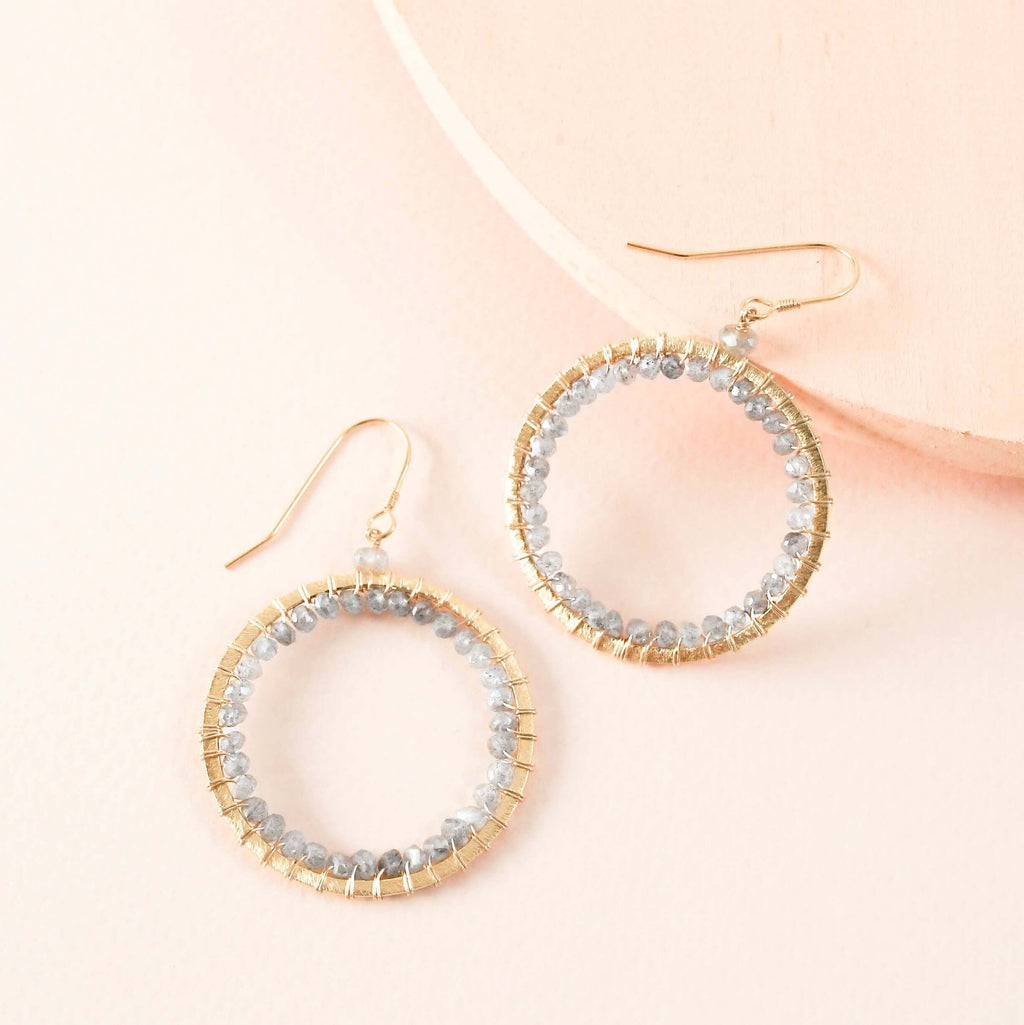 Labradorite Halo Earrings