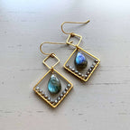 Labradorite Gold Geometric Drop Earrings – Thorn & Thimble