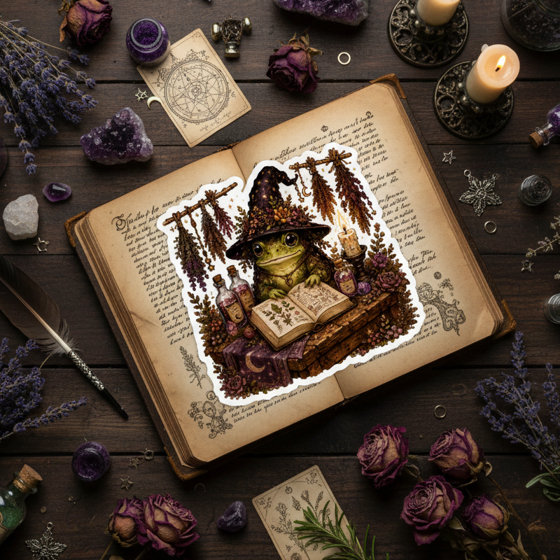 Frog Witch Herbs Sticker