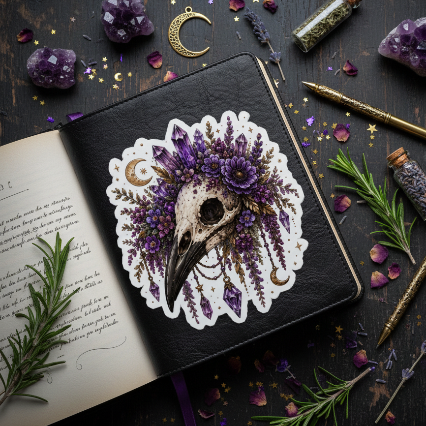 Raven Skull Sticker