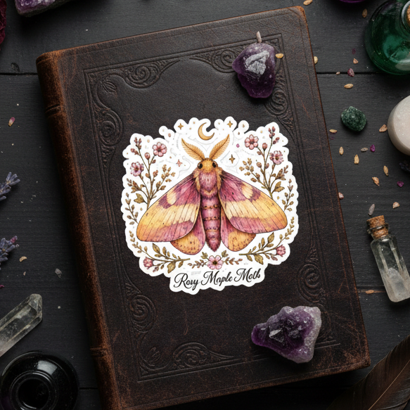 Rosy Maple Moth Sticker
