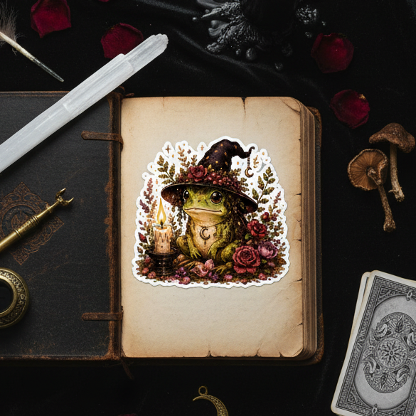 Frog Witch Candle Sticker