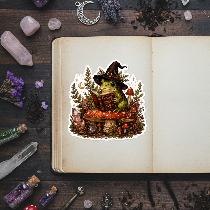 Frog Witch Craft Sticker