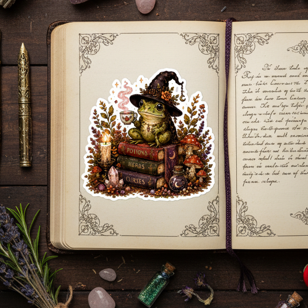 Frog Witch Tea Sticker