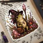 Frog Witch with Staff Cute Cottagecore Vinyl Sticker – Thorn & Thimble