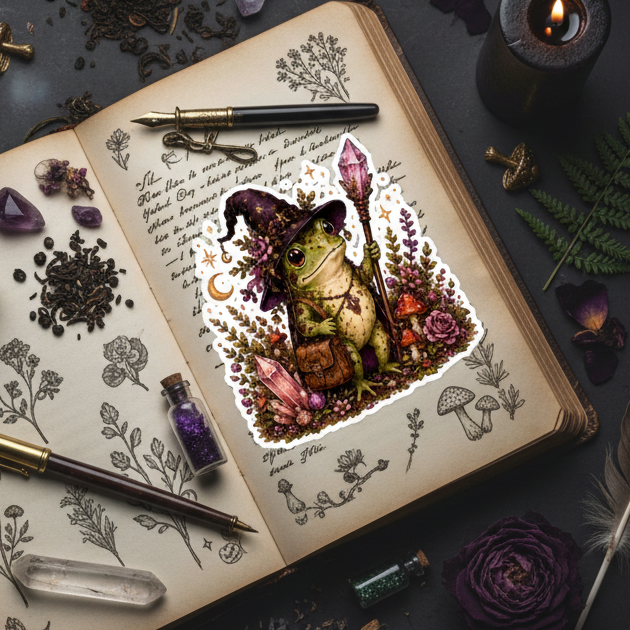 Frog Witch Staff Sticker