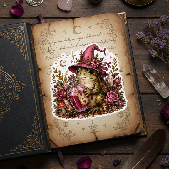 Frog Witch Pink Sticker