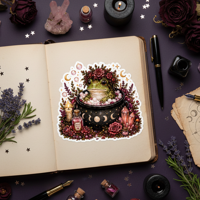 Frog Witch Bath Sticker