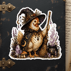 Chicken Witch with Broom Cute Cottagecore Vinyl Sticker – Thorn & Thimble