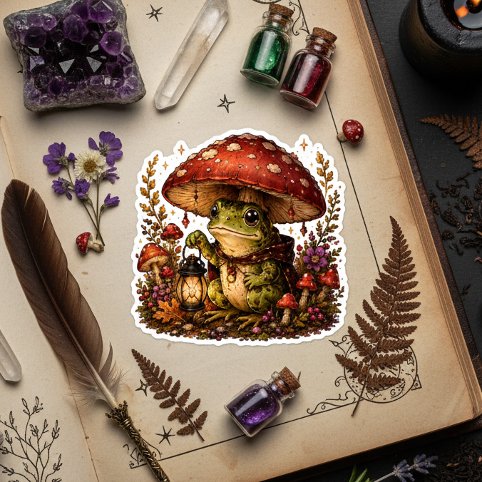 Frog Witch Mushroom Sticker